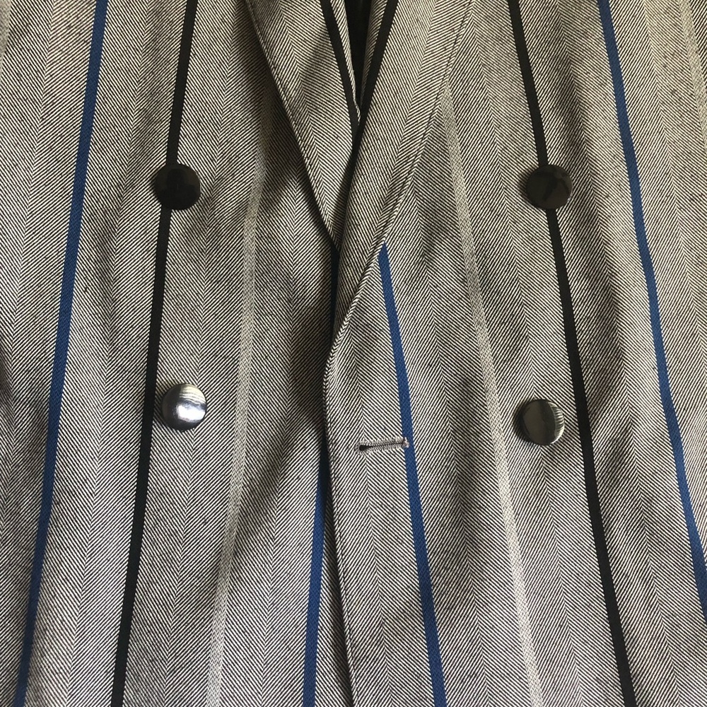 Gray Double-Breasted Blazer with Pinstripes - Picture 2 of 9
